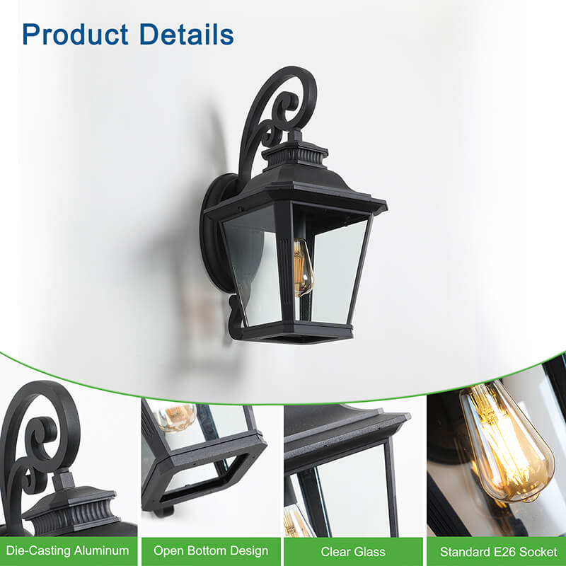 Black Aluminum Large Outdoor Wall Light