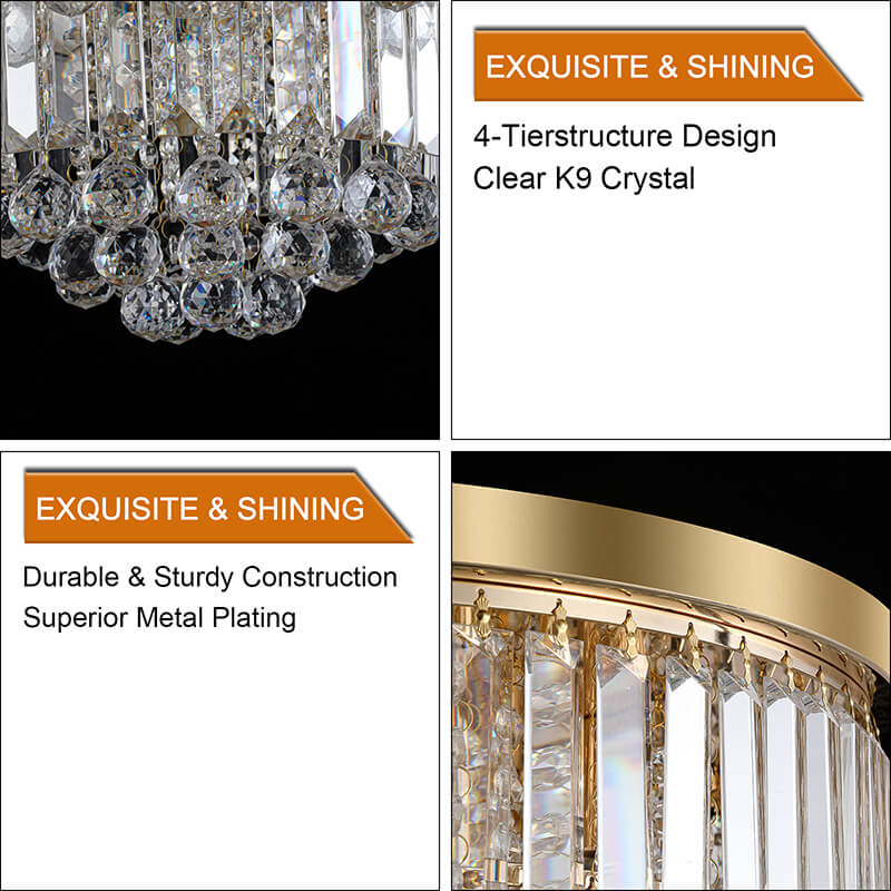 Modern Gold Clear Crystal LED Chandelier