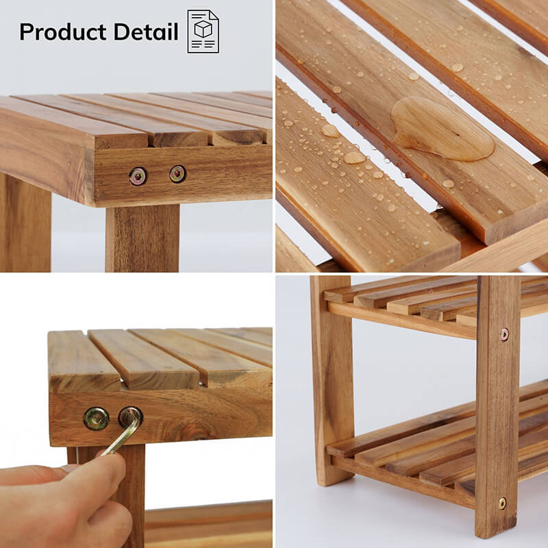 Natural Acacia Wood Shoe Rack Bench