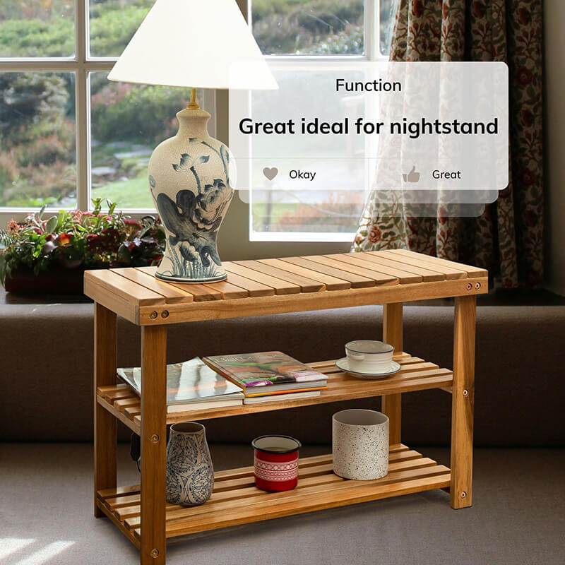 Natural Acacia Wood Shoe Rack Bench