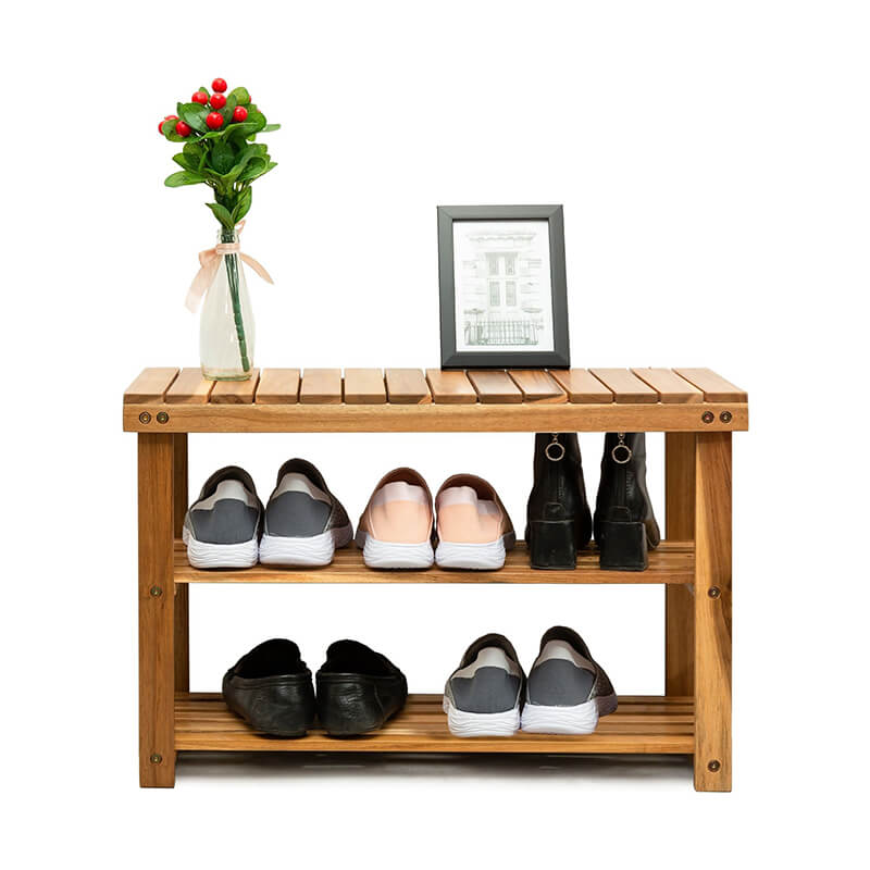 Natural Acacia Wood Shoe Rack Bench