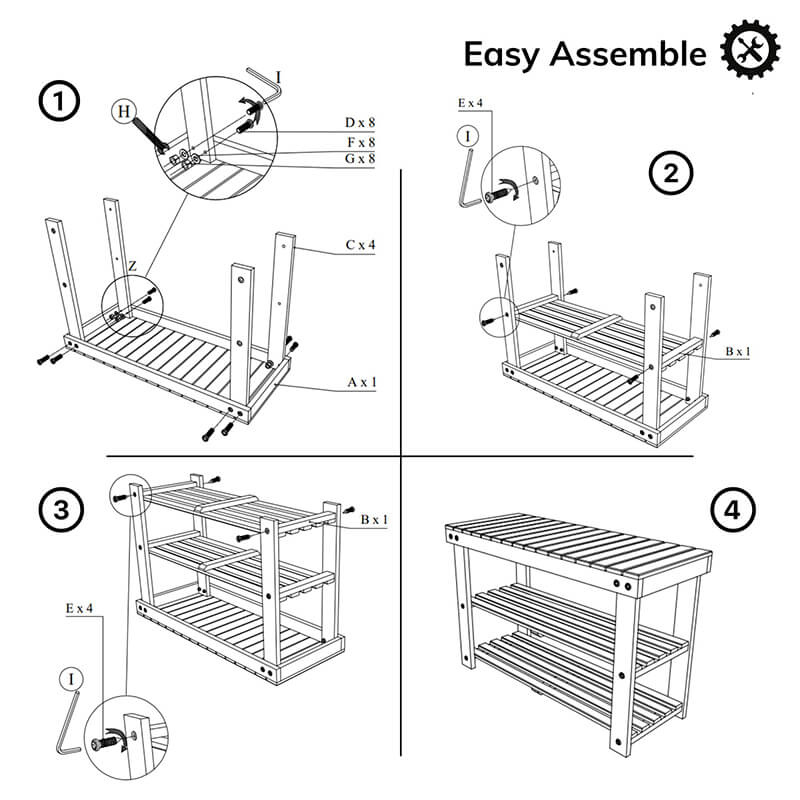 Natural Acacia Wood Shoe Rack Bench