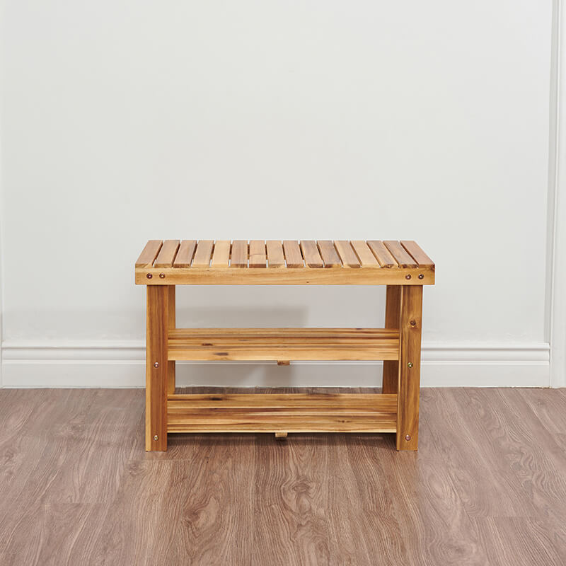 Natural Acacia Wood Shoe Rack Bench