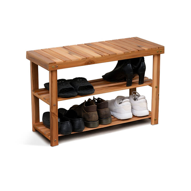 Natural Acacia Wood Shoe Rack Bench