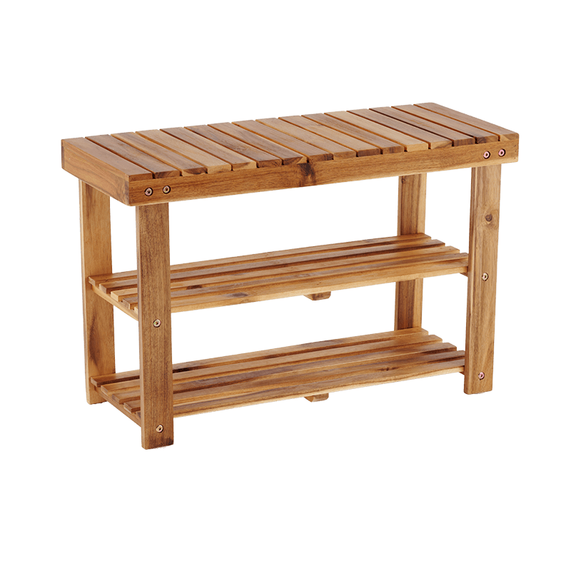 Natural Acacia Wood Shoe Rack Bench