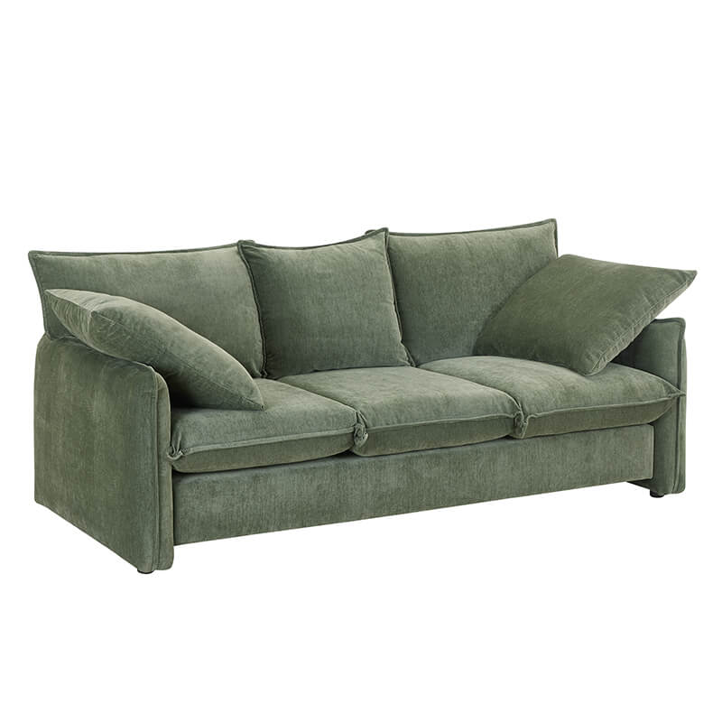 Mid-Century Green Cozy 3-Seater Couch Sofa