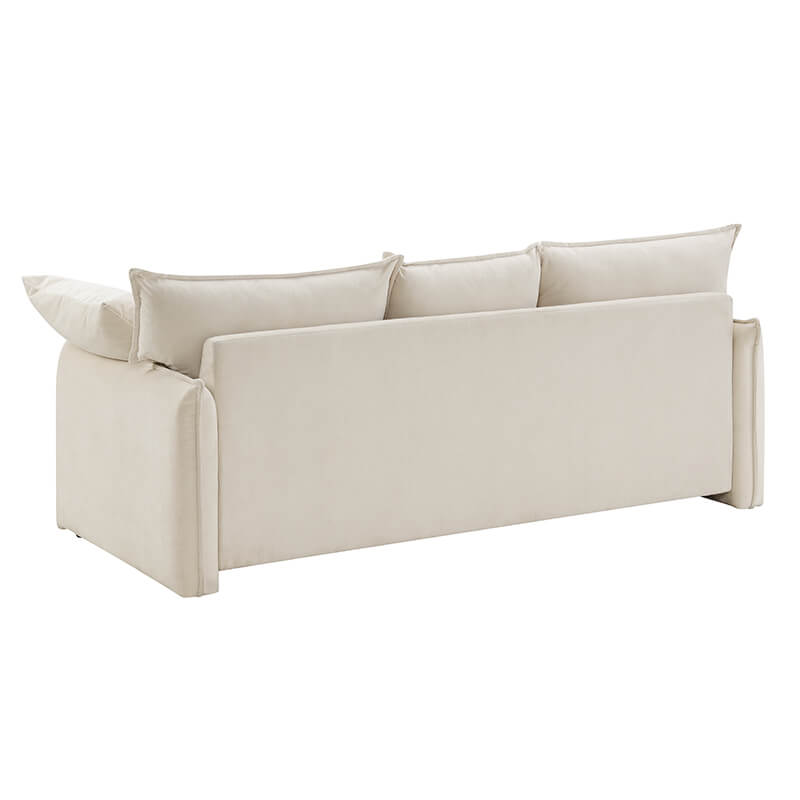 90.5" Mid-century Beige 3-Seater Polyester Sofa