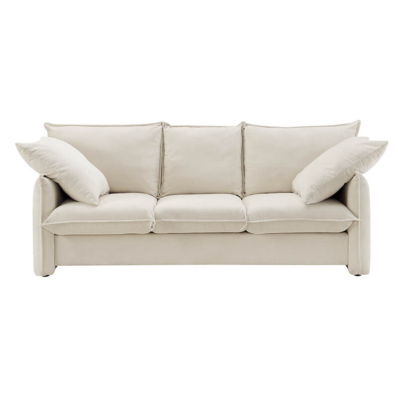 90.5" Mid-century Beige 3-Seater Polyester Sofa