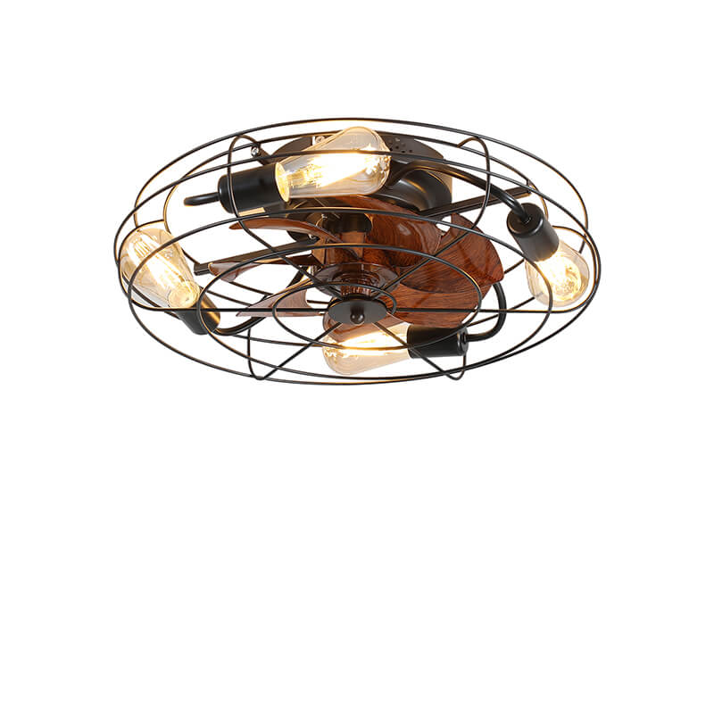 Black Farmhouse Caged Ceiling Fan Light