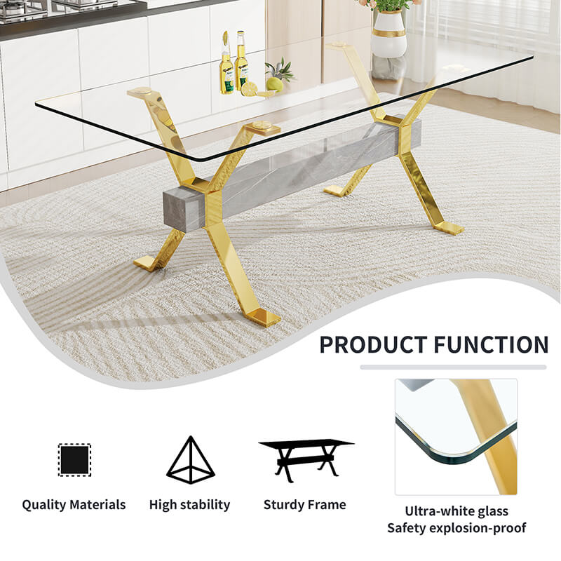 Modern Luxury Tempered Glass Dining Table