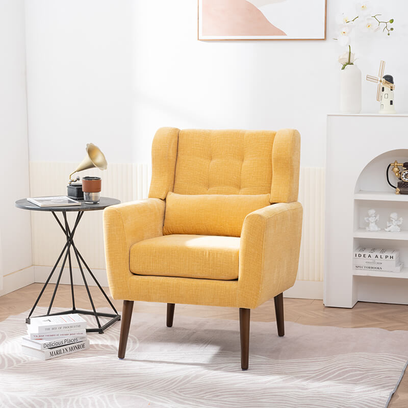 Yellow Upholstered Foam Filled Accent Chair