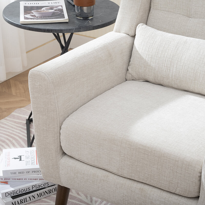 Modern Beige Chenille Fabric Accent Chair