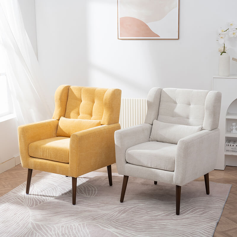 Yellow Upholstered Foam Filled Accent Chair