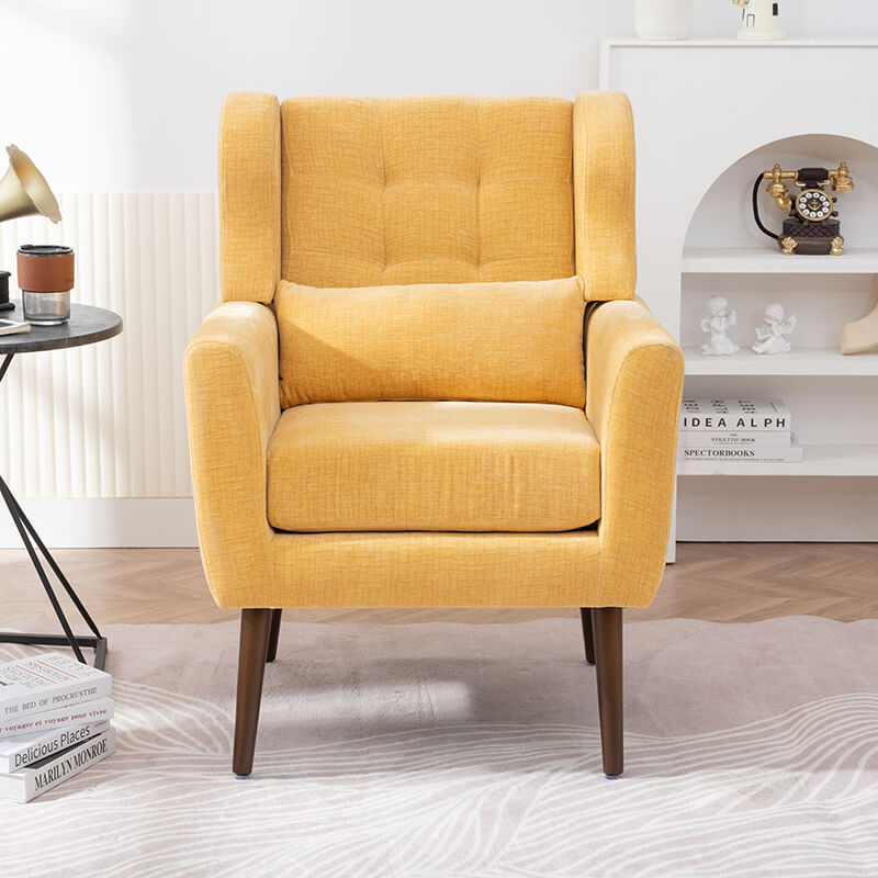 Yellow Upholstered Foam Filled Accent Chair