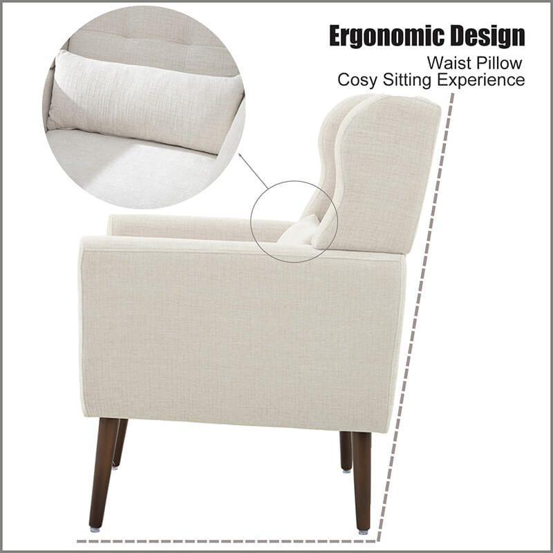 Modern Beige Chenille Fabric Accent Chair