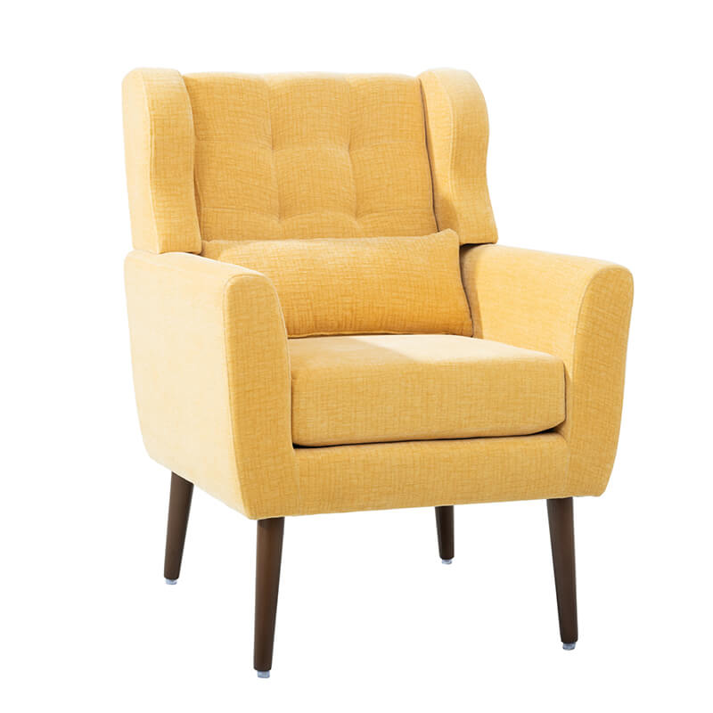 Yellow Upholstered Foam Filled Accent Chair