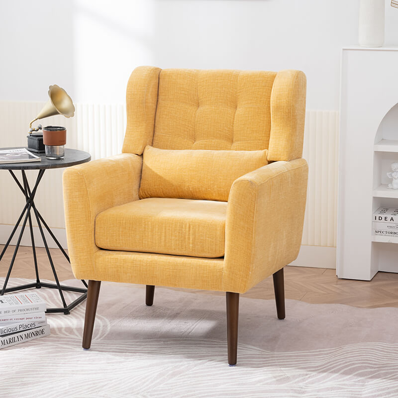 Yellow Upholstered Foam Filled Accent Chair