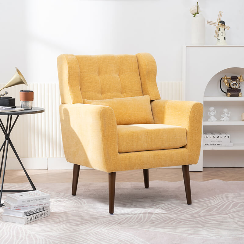 Yellow Upholstered Foam Filled Accent Chair