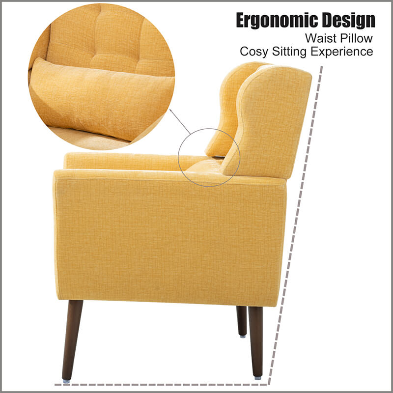 Yellow Upholstered Foam Filled Accent Chair