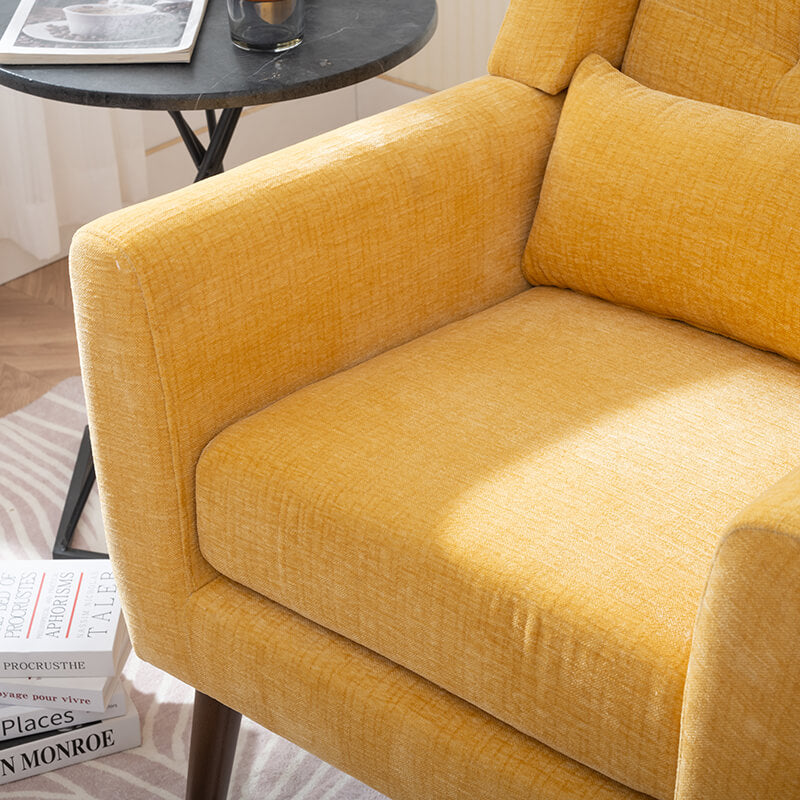 Yellow Upholstered Foam Filled Accent Chair