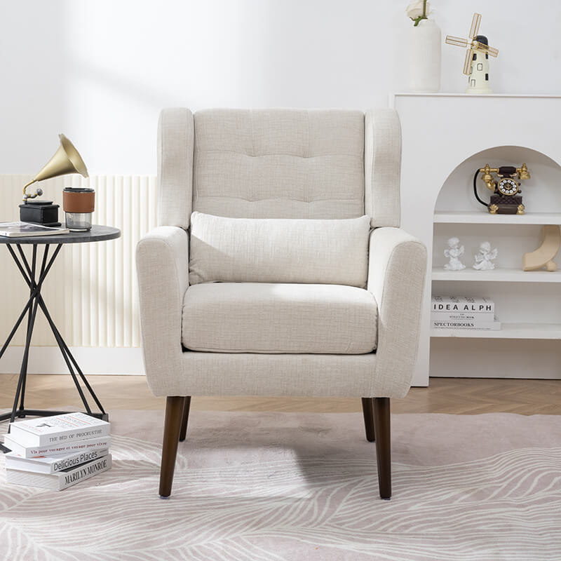 Modern Beige Chenille Fabric Accent Chair