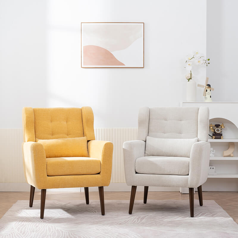 Yellow Upholstered Foam Filled Accent Chair