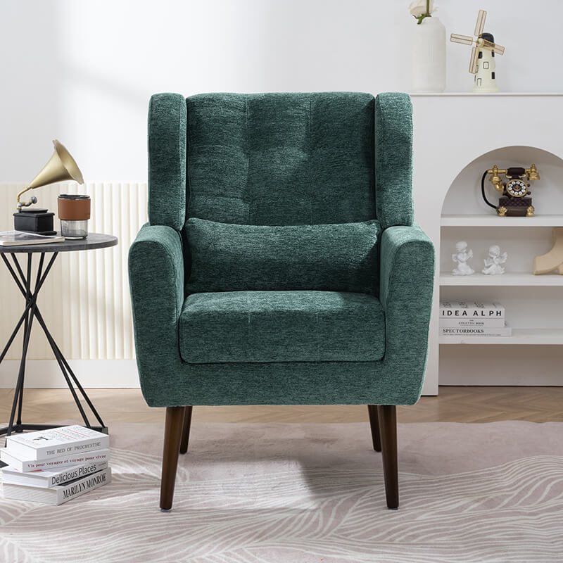 Modern Green Comfy Upholstered Accent Chair