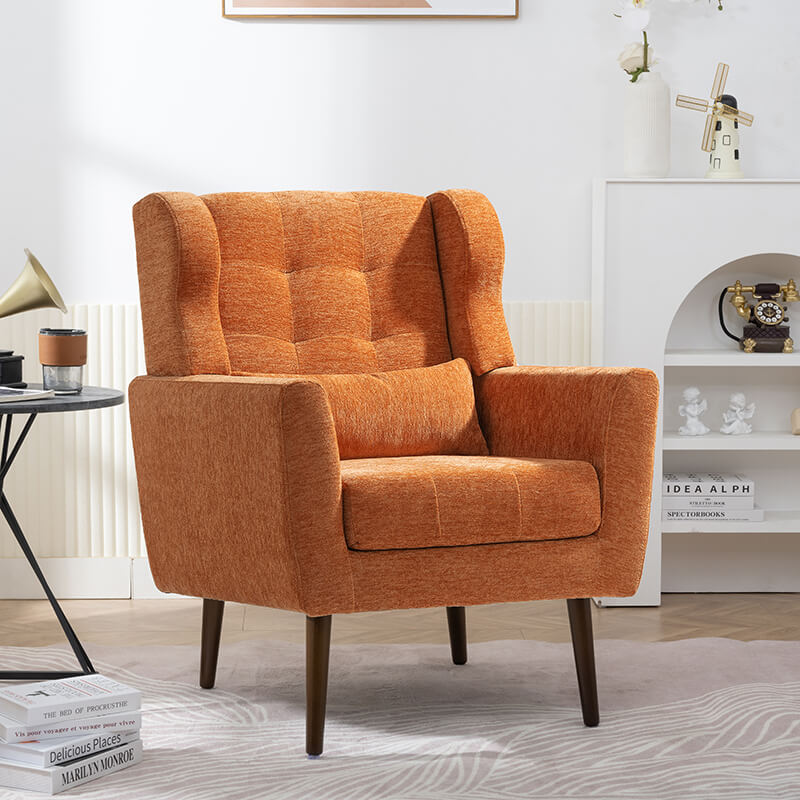 Orange Upholstered Foam Filled Accent Chair