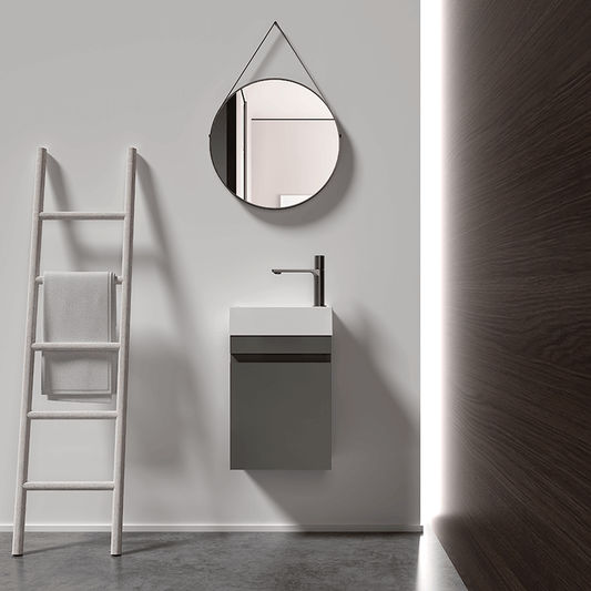 Gray Minimalist Wall Mounted Bathroom Vanity