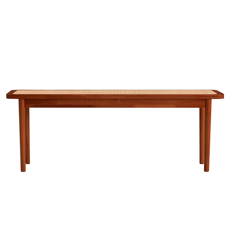 Natural Walnut Solid Wood Rattan Bench