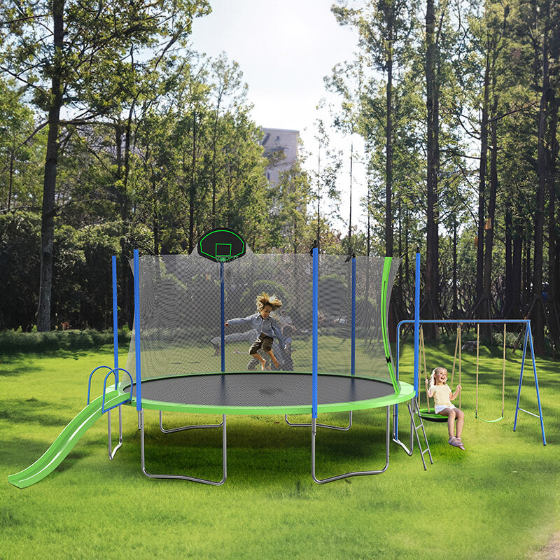 278" Green Large Outdoor Recreational Trampoline