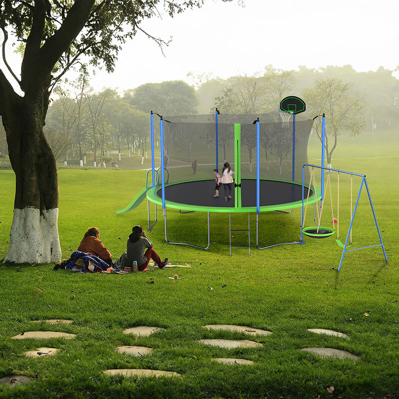 278" Green Large Outdoor Recreational Trampoline