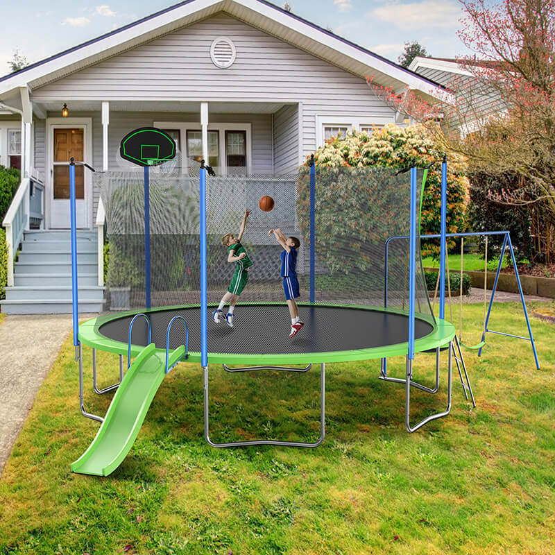 278" Green Large Outdoor Recreational Trampoline