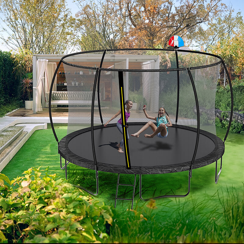 144" Black Enclosure Net Pumpkin Trampoline