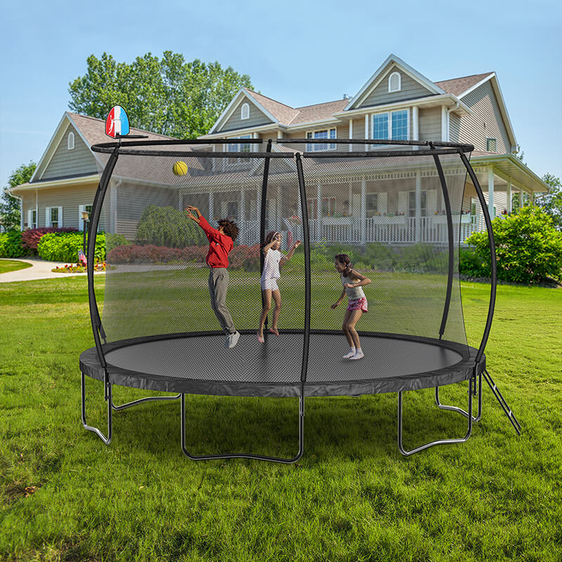 144" Black Enclosure Net Pumpkin Trampoline