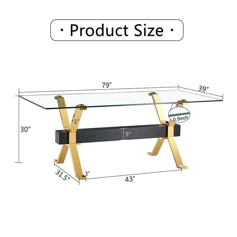 Modern Luxury Transparent Glass Dining Table