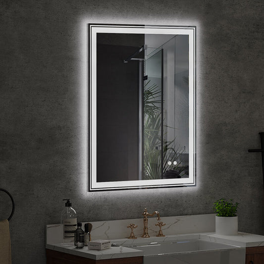 Glass Rectangular LED-Lit Bathroom Mirror