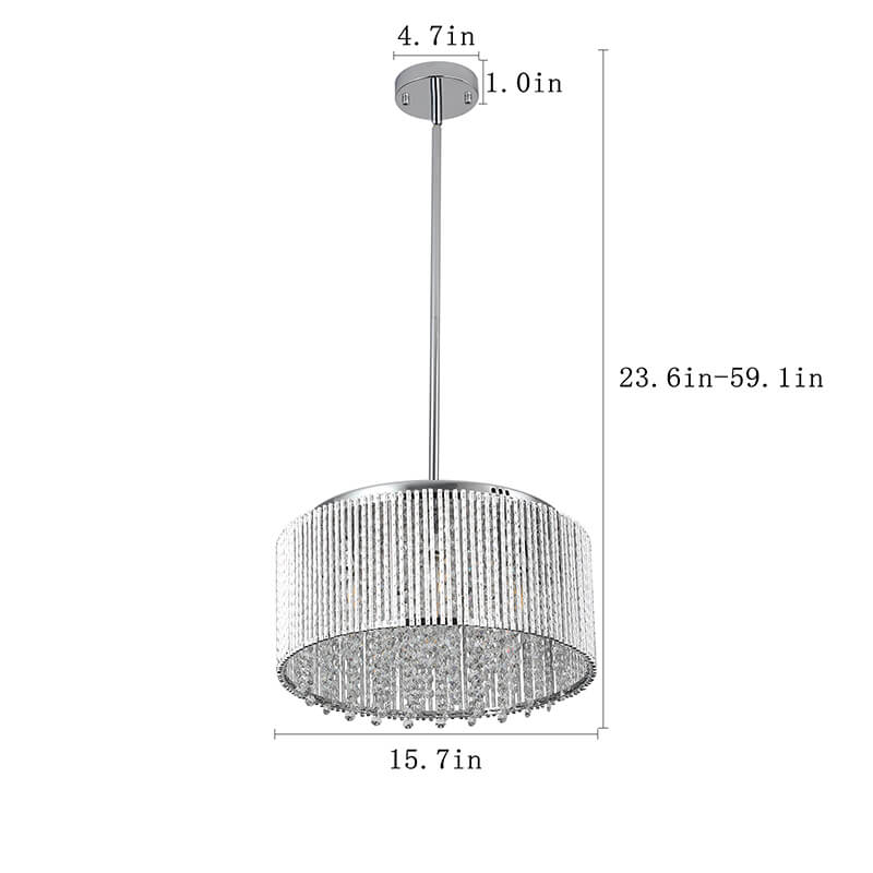 15.7" Modern Transparent Round Crystal Chandelier