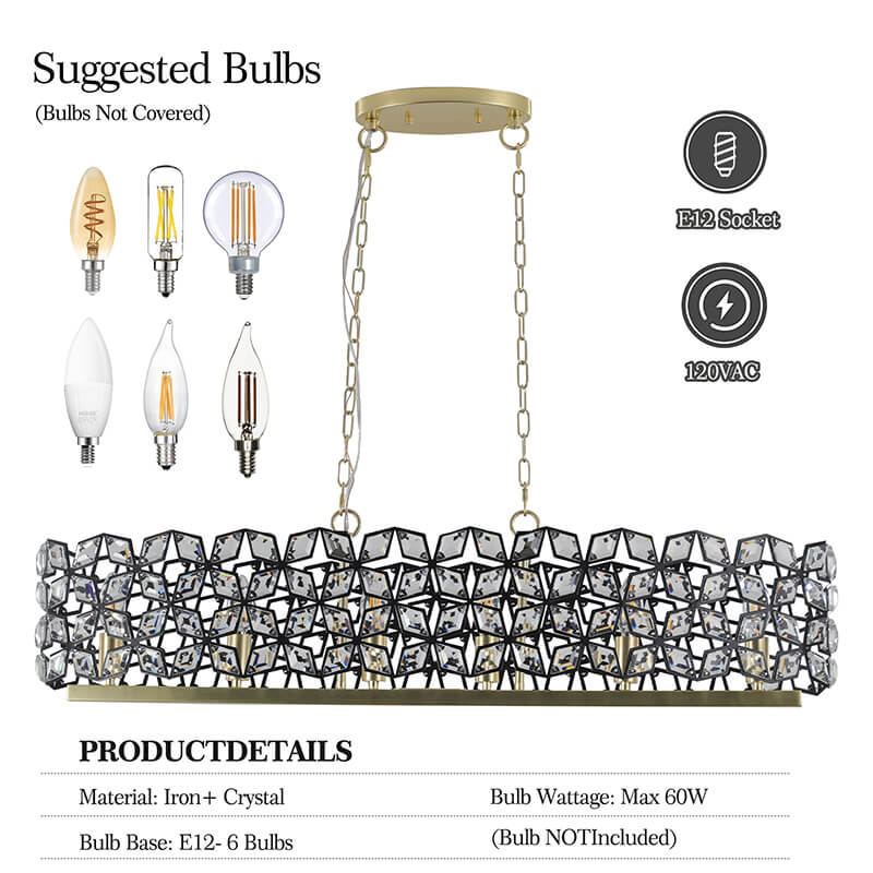 Champagne Gold Oval Crystal Pendant Light