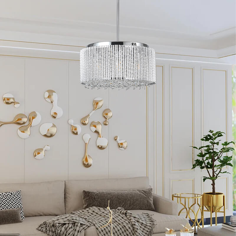 15.7" Modern Transparent Round Crystal Chandelier