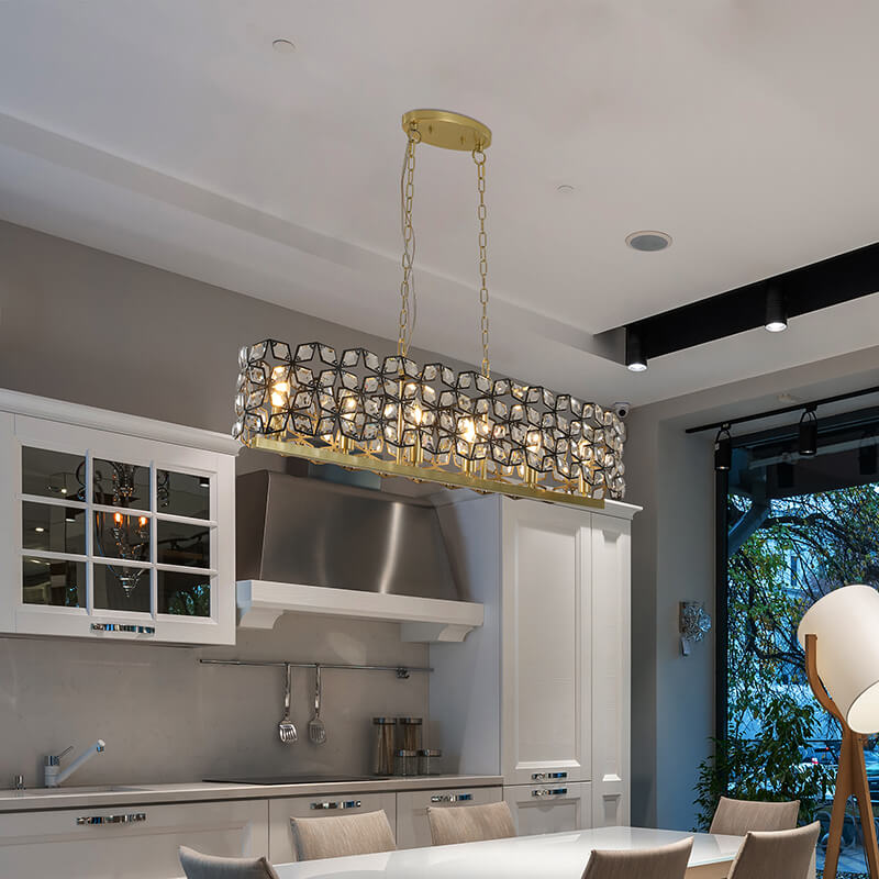 Champagne Gold Oval Crystal Pendant Light