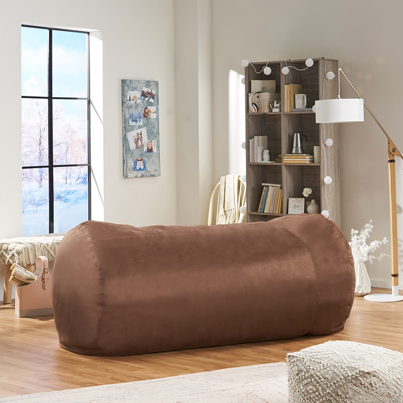 84" Rosella Modern Dark Brown Microfiber Bean Bag