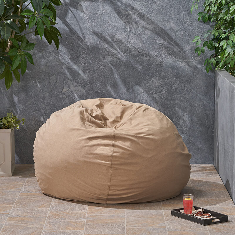 52" Beige Water Resistant Bean Bag For Indoors And Outdoors