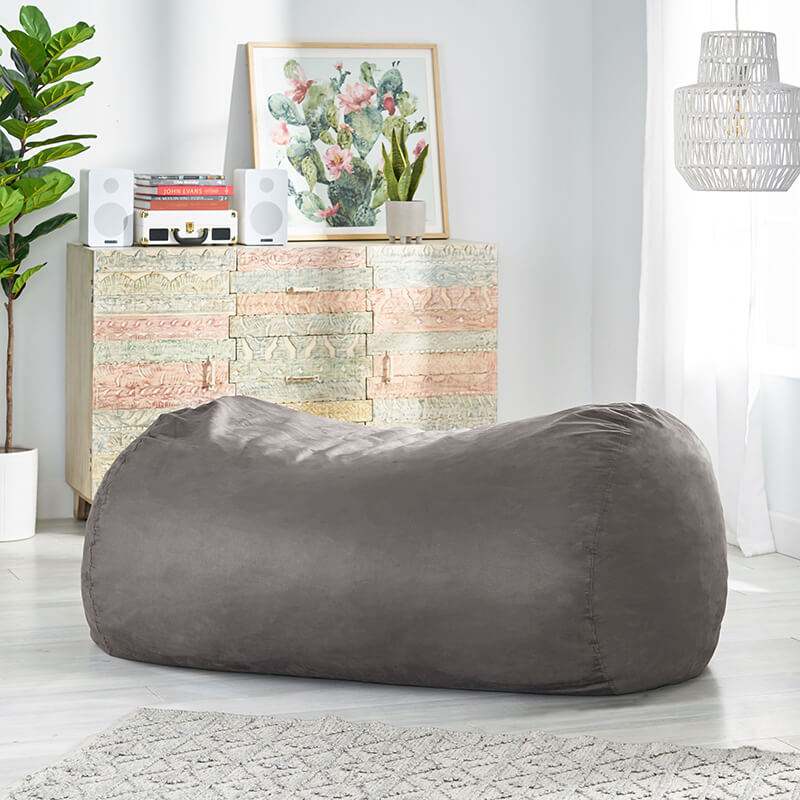 68.7" Lamesa Modern Charcoal Microfiber Bean Bag