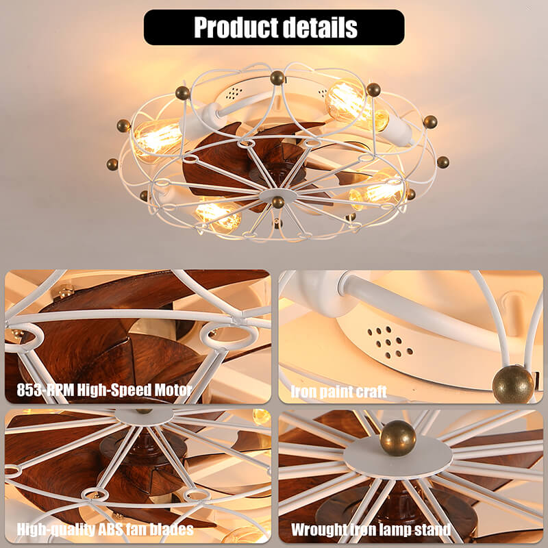 Low Profile Caged Ceiling Fan Light