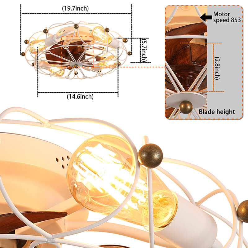 Low Profile Caged Ceiling Fan Light