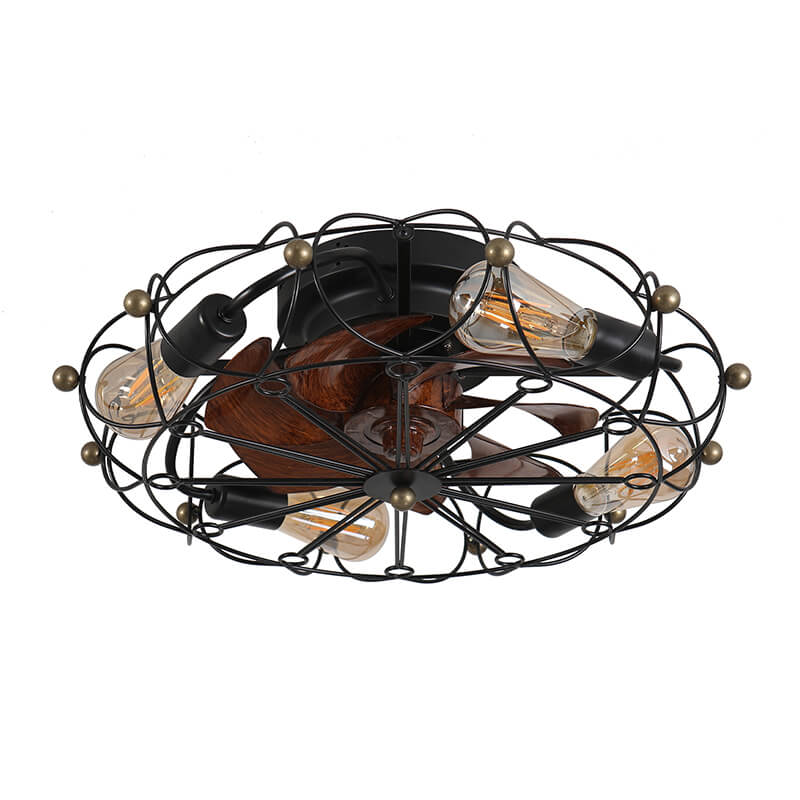 Black Low Profile Caged Ceiling Fan