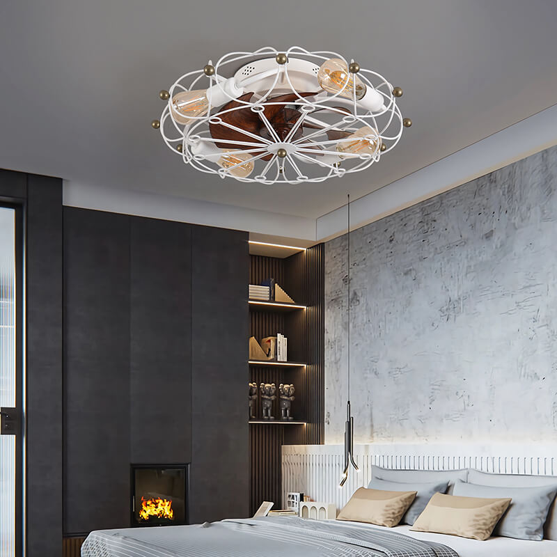 Low Profile Caged Ceiling Fan Light