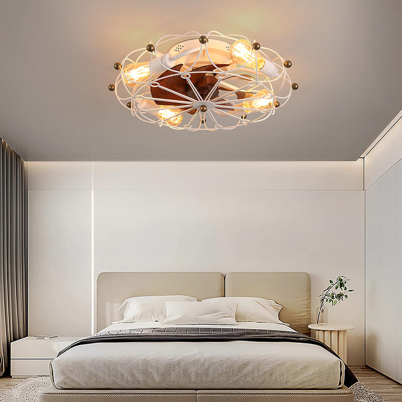 Low Profile Caged Ceiling Fan Light