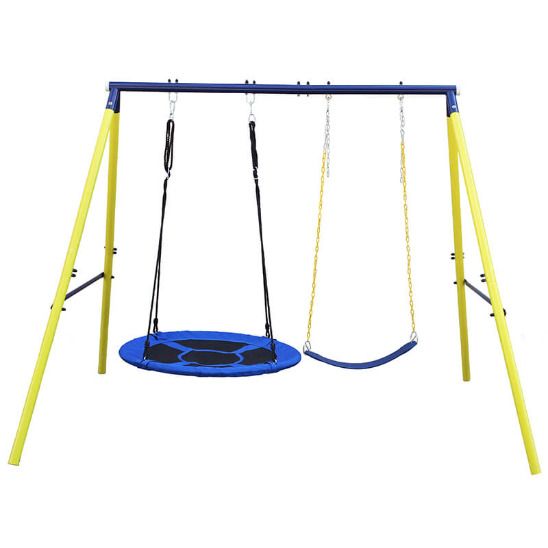 48" Multi-coloured Metal Swing Set With Safety Belt